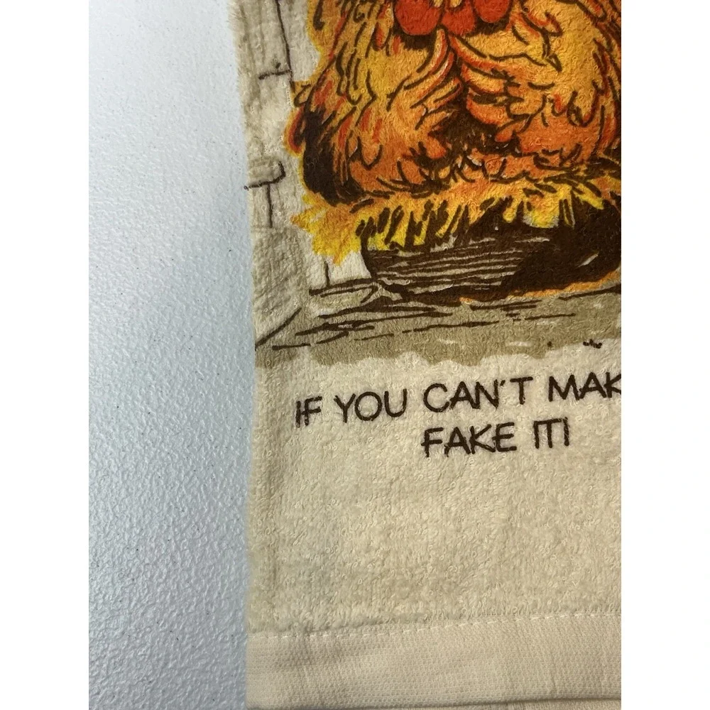 Vtg Kitchen Towel 3‎ Pc Set MCM Chicken Rooster Humor Potholder Dish Cloth